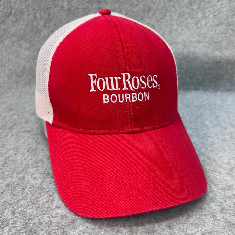 Four Roses Bourbon Adult Red Four Roses Trucker Hat Mesh Snapback‎ OSFA